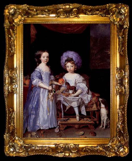 framed  John Michael Wright Painting by John Michael Wright of Catherine Cecil and James Cecil,, ta009-2